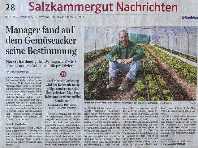 der Wurzgarten in den OÖ Nachrichten